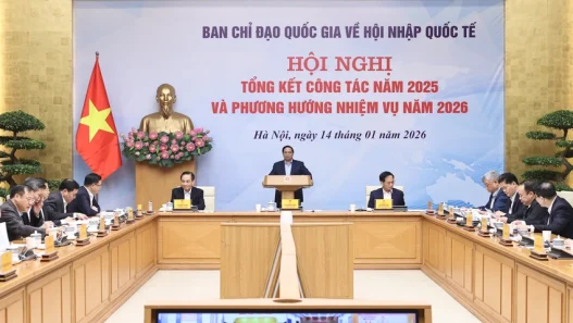 Hội nghị tổng kết công tác năm 2025 và định hướng nhiệm vụ 2026 của Ban Chỉ đạo quốc gia về hội nhập quốc tế, với Thủ tướng phát biểu trước các đại biểu tại Hà Nội.
